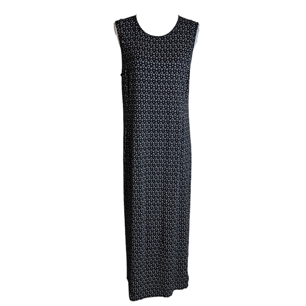 J. Jill Wearever Collection Geometric Print Maxi Dress Sz M Sleeveless Stretchy